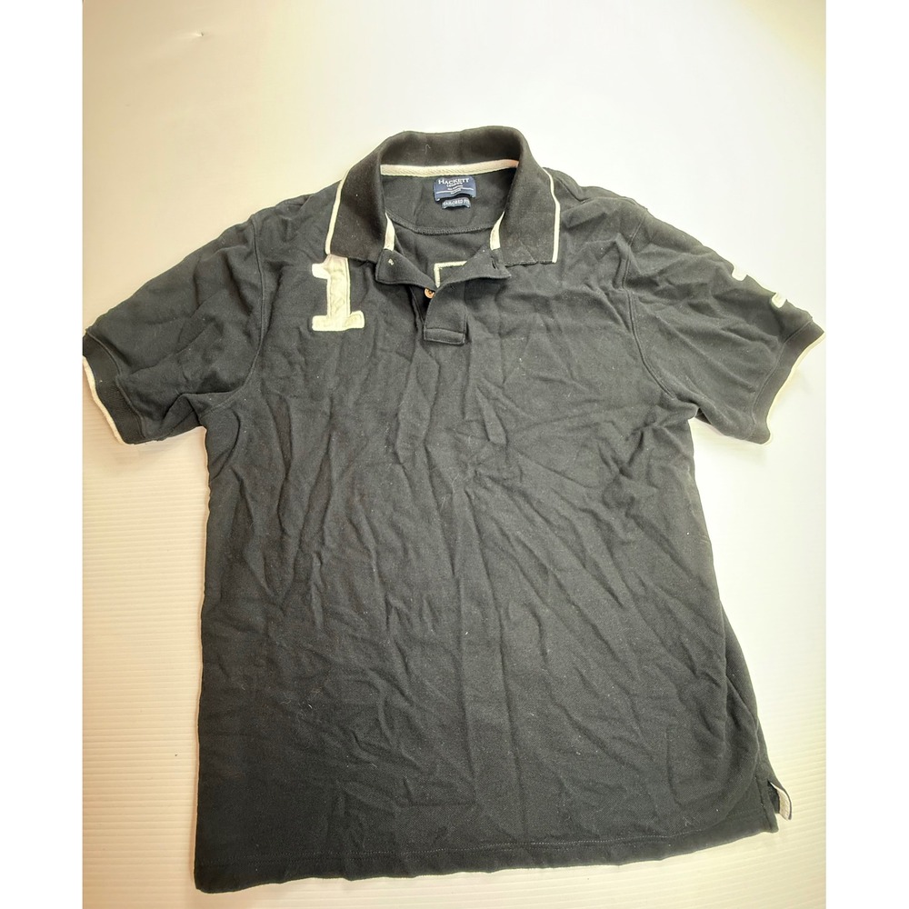 Hackett London XL Black Polo Shirt Number 1 Short Sleeve Tailored Fit